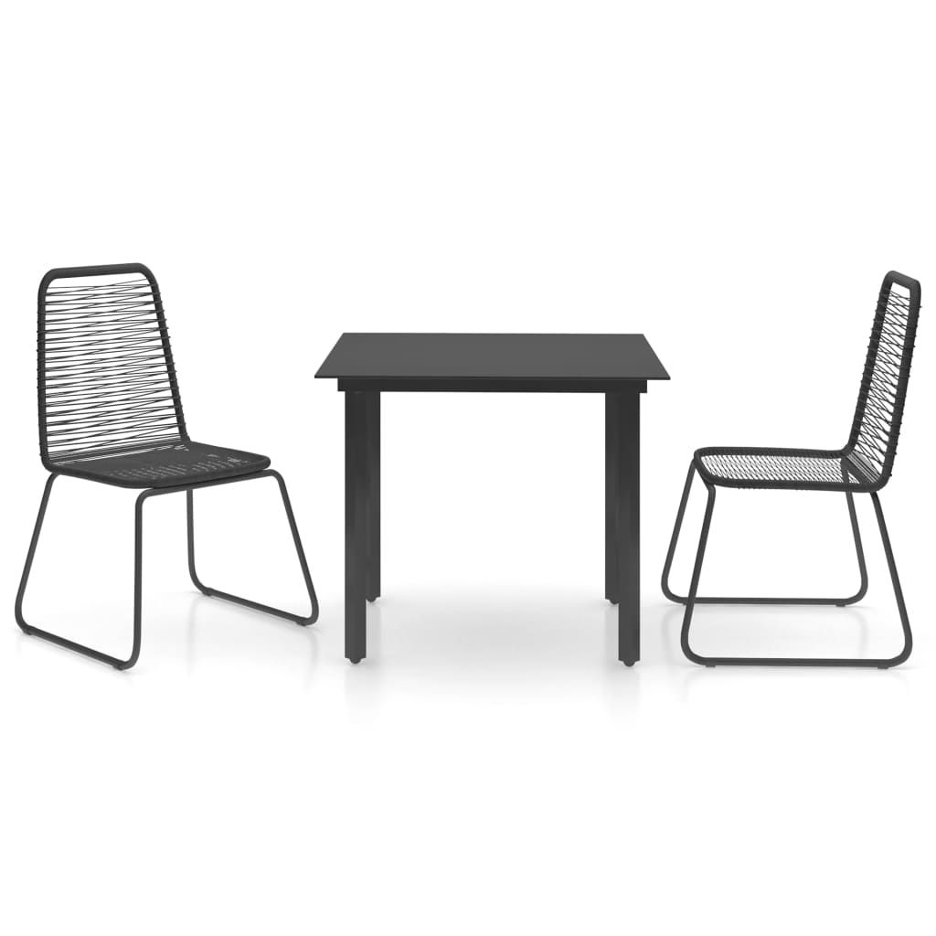 vidaXL 3 Piece Patio Dining Set PVC Rattan Black