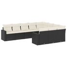vidaXL 10 Piece Garden Sofa Set with Cushions Black Poly Rattan