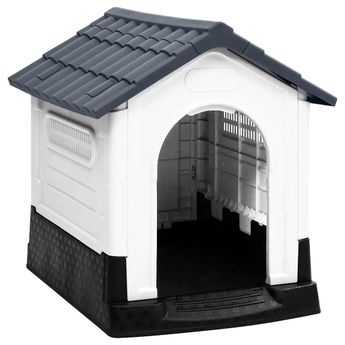 vidaXL Dog House Grey 22.4x26.8x26.0" Polypropylene