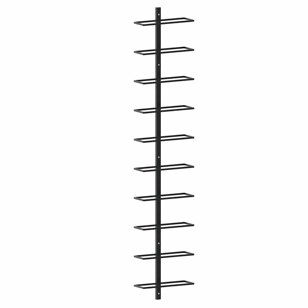 vidaXL Wall-mounted Wine Rack for 10 Bottles Black Metal