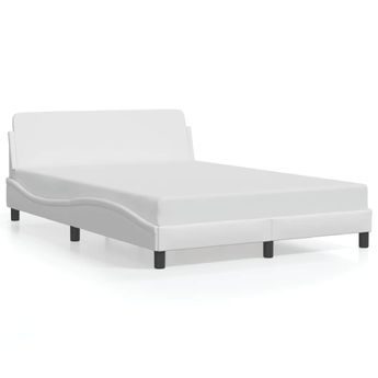 vidaXL Bed Frame "Dover" White 53.9"x74.8" Faux Leather