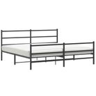 vidaXL Metal Bed Frame without Mattress with FootboardÂ Black 76"x79.9"