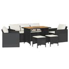 vidaXL 6 Piece Patio Sofa Set with Cushions Black Poly Rattan