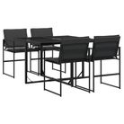 vidaXL 5 Piece Patio Dining Set with Cushions Black Textilene