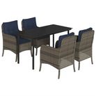 vidaXL 5 Piece Garden Dining Set with Cushions Grey Poly Rattan