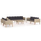 vidaXL 5 Piece Patio Lounge Set with Cushions Poly Rattan Beige