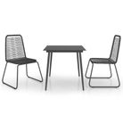 vidaXL 3 Piece Patio Dining Set PVC Rattan Black