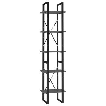 vidaXL 5-Tier Book Cabinet Gray 15.7"x11.8"x68.9" Engineered Wood