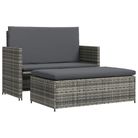 vidaXL 2 Piece Patio Lounge Set with Cushions Poly Rattan Gray