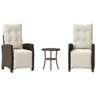 vidaXL 3 Piece Bistro Set with Cushions Brown Poly Rattan