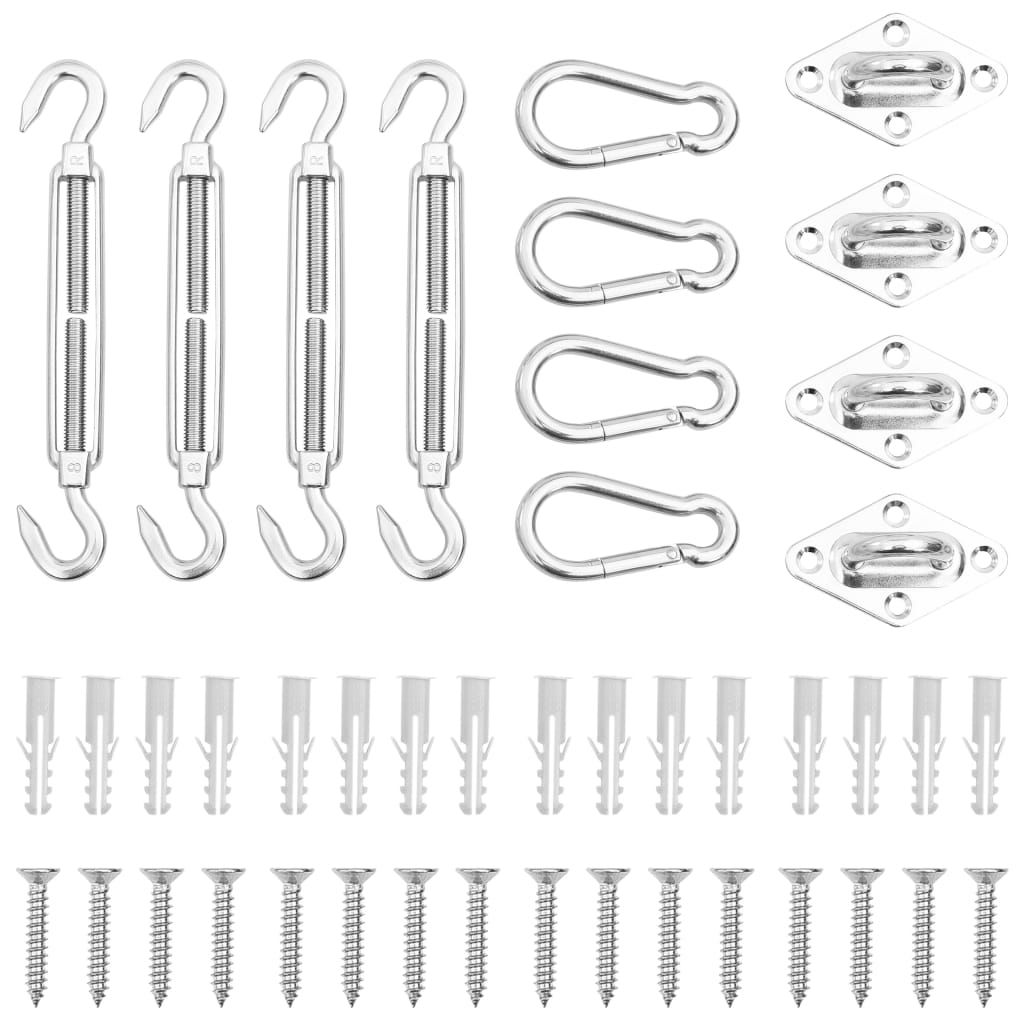 vidaXL 12 Piece Sunshade Sail Accessory Set Stainless Steel