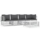 vidaXL 5 Piece Patio Lounge Set with Cushions White Steel