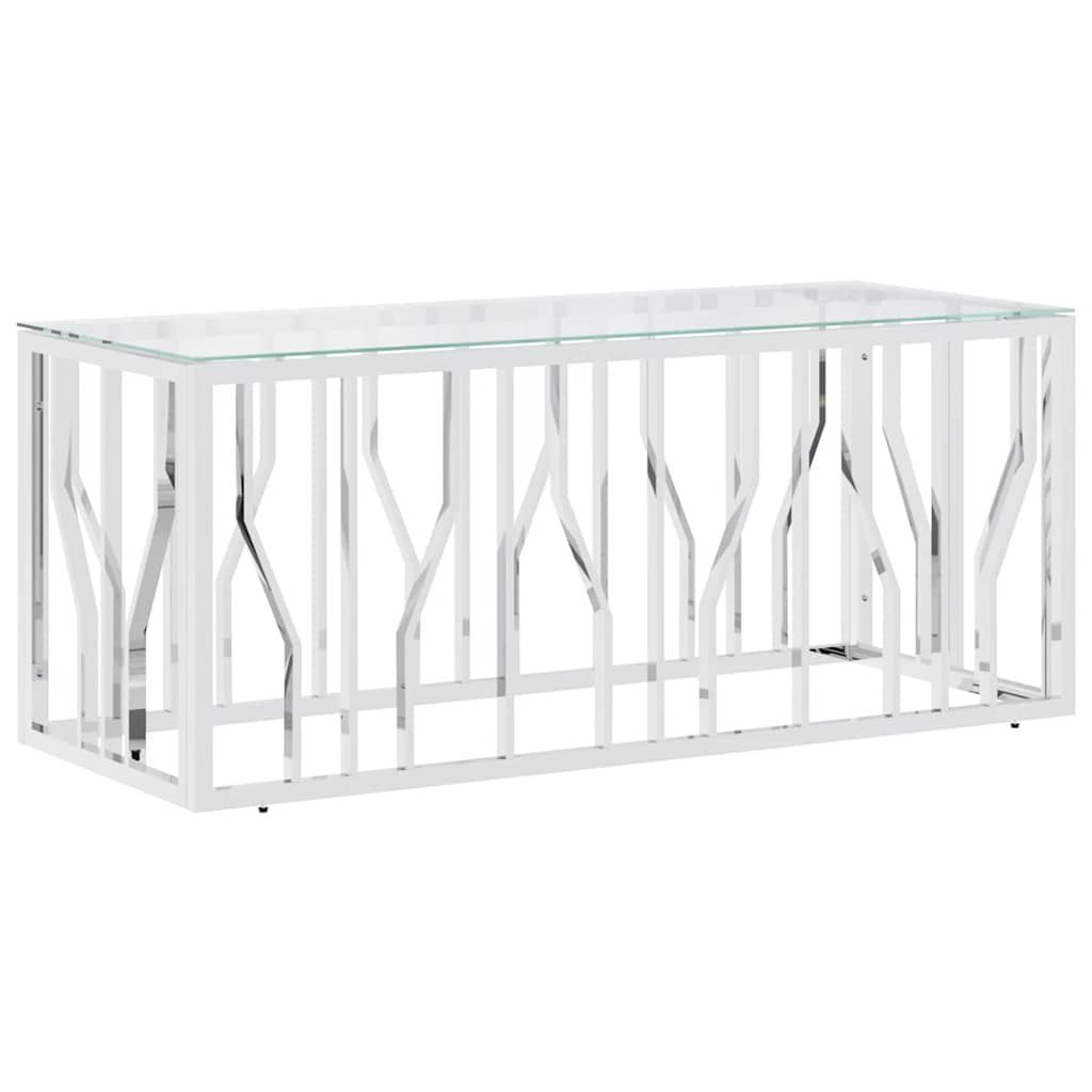 vidaXL Coffee Table 43.3"x17.7"x17.7" Stainless Steel and Glass