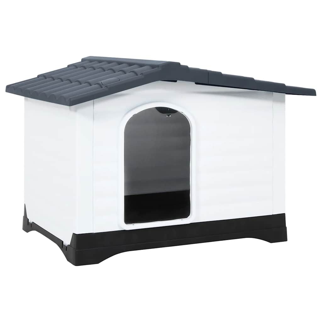 vidaXL Dog House Grey 35.6x26.8x26.0" Polypropylene