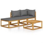 vidaXL 4 Piece Garden Lounge Set with Cushion Solid Acacia Wood