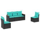 vidaXL 5 Piece Garden Sofa Set with Cushions Black Poly Rattan