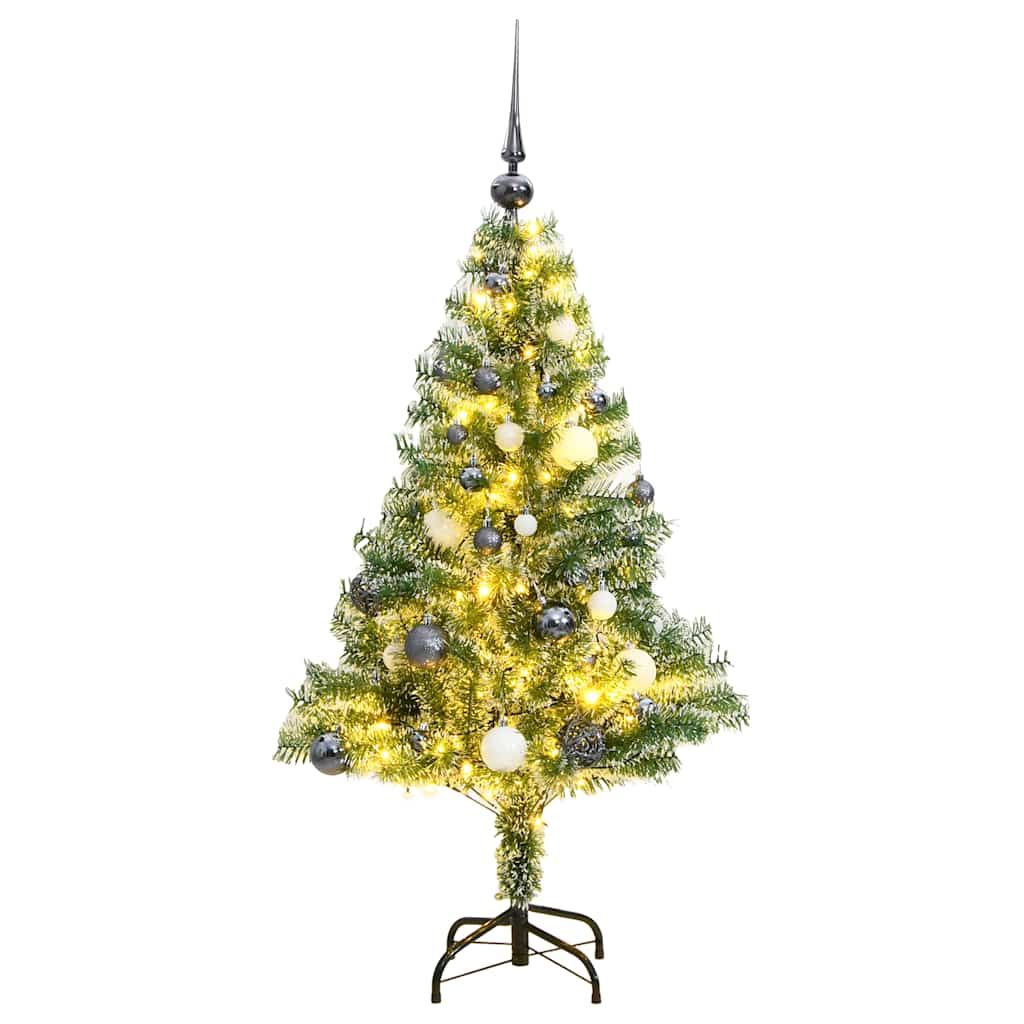 vidaXL Artificial Christmas Tree 150 LEDs&Ball Set&Flocked Snow 59.1"