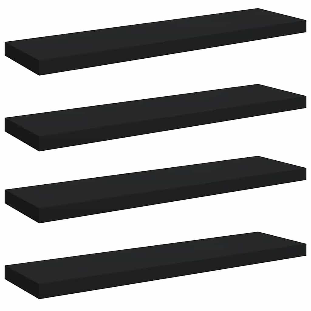vidaXL Floating Wall Shelves 4 pcs Black 35.4"x9.3"x1.5" MDF