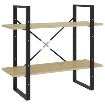vidaXL 2-Tier Book Cabinet Sonoma Oak 31.5"x11.8"x27.6" Engineered Wood