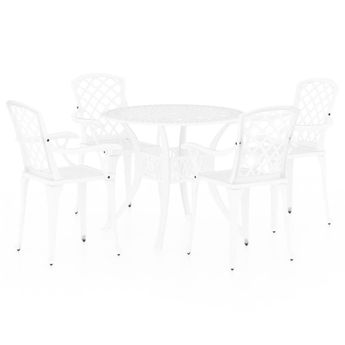 vidaXL 5 Piece Bistro Set Cast Aluminium White
