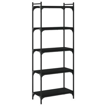 vidaXL Bookcase 5-Tier Black 23.6"x11.8"x60.6" Engineered Wood