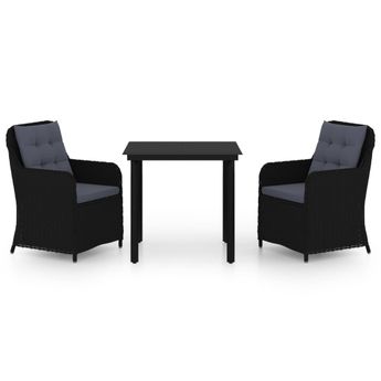 vidaXL 3 Piece Garden Dining Set Black