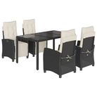 vidaXL 5 Piece Garden Dining Set with Cushions Black Poly Rattan