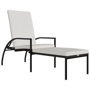 vidaXL Sun Lounger with Footrest PE Rattan Brown