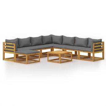 vidaXL 9 Piece Garden Lounge Set with Cushion Solid Acacia Wood