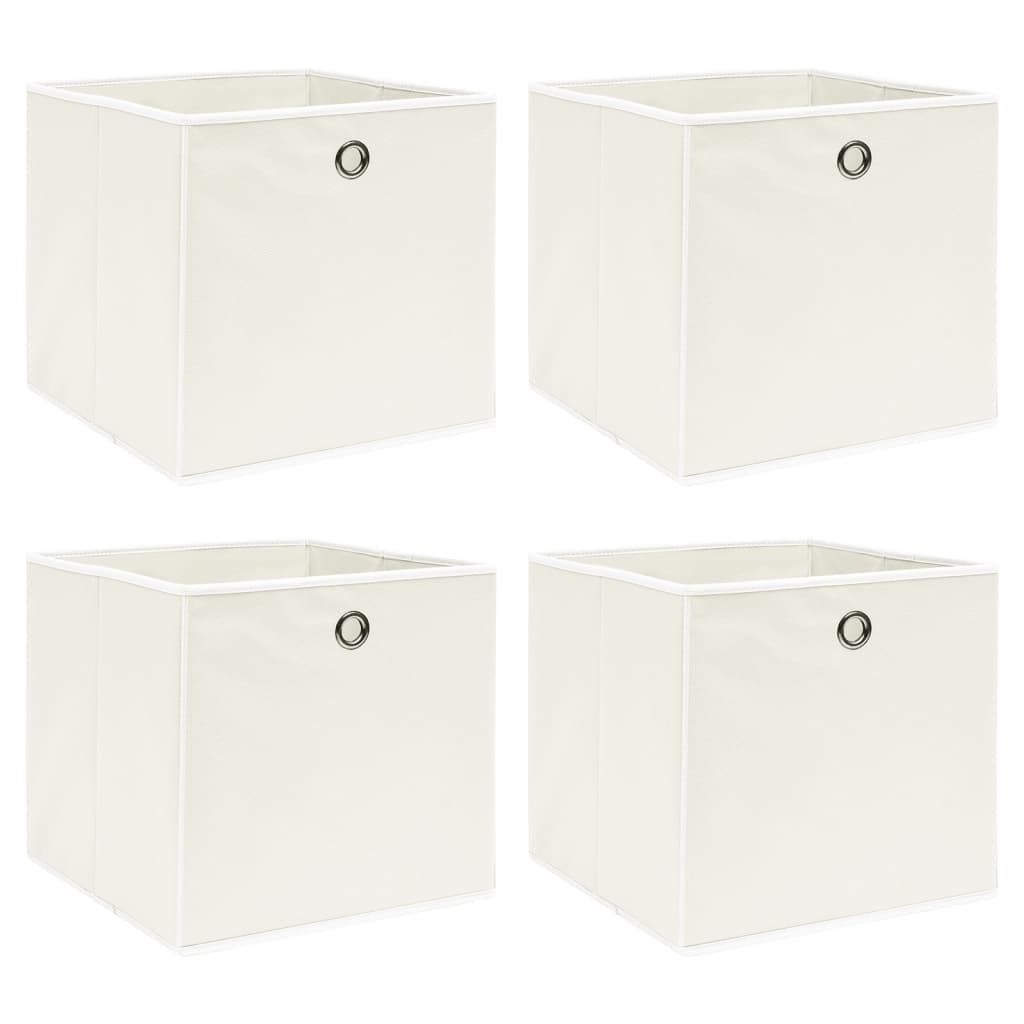 vidaXL Storage Boxes 4 pcs White 12.6"x12.6"x12.6" Fabric