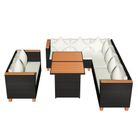 vidaXL 5 Piece Patio Lounge Set with Cushions Poly Rattan Black
