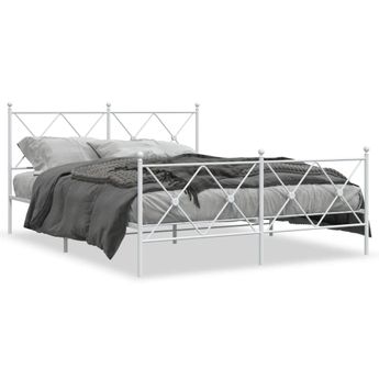 vidaXL Metal Bed Frame without Mattress with Footboard White 59.1"x78.7"