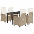 vidaXL 5 Piece Garden Dining Set with Cushions Beige Poly Rattan