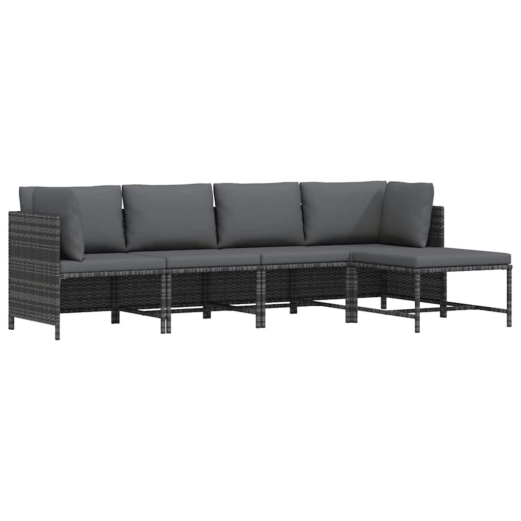 vidaXL 4 Piece Garden Lounge Set with Cushions Poly Rattan Grey