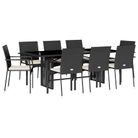 vidaXL 9 Piece Garden Dining Set with Cushions Black Poly Rattan