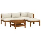 vidaXL 5 Piece Garden Lounge Set with Cream Cushion Solid Acacia Wood