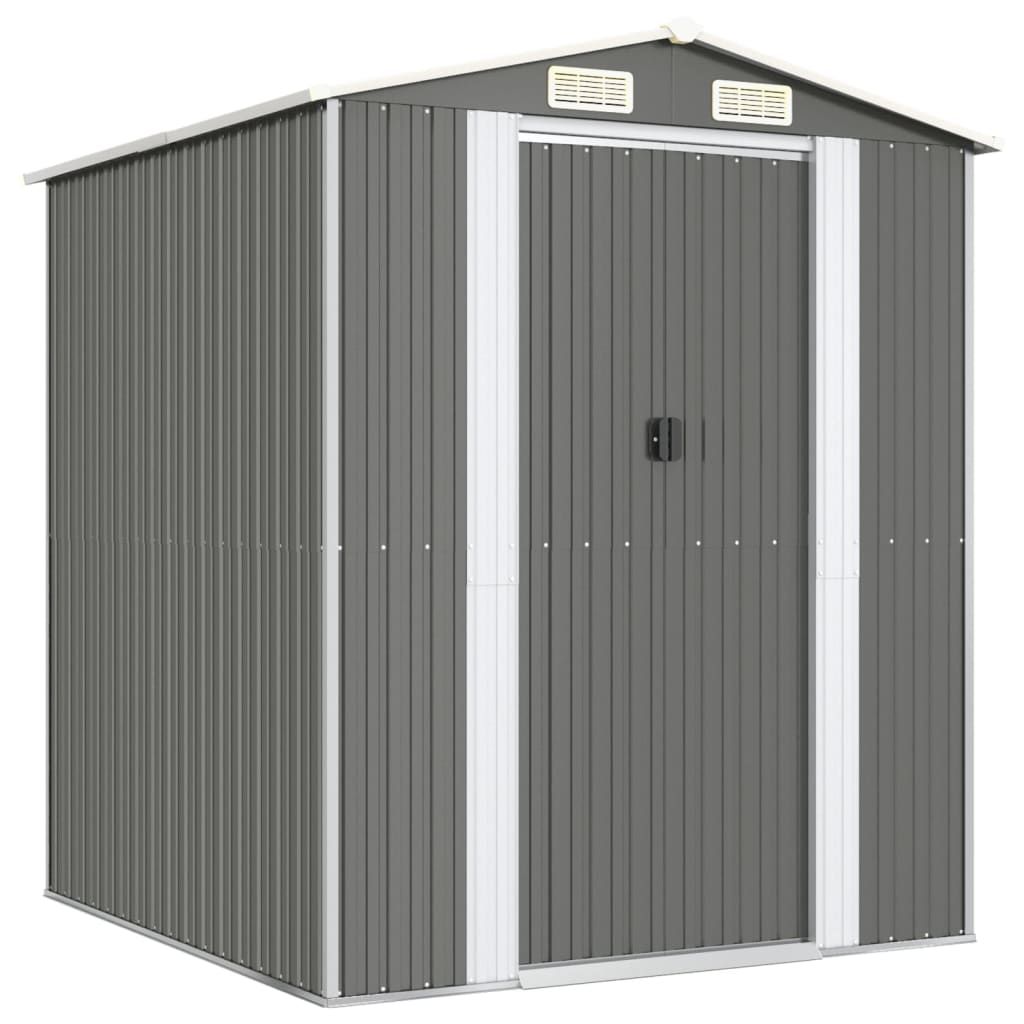 vidaXL Garden Shed Light Grey 192x191x223 cm Galvanised Steel