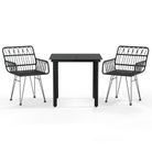 vidaXL 3 Piece Garden Dining Set Black Poly Rattan