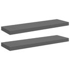 vidaXL Floating Wall Shelves 2 pcs High Gloss Gray 31.5"x9.3"x1.5" MDF