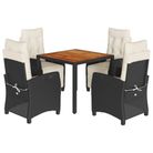 vidaXL 5 Piece Garden Dining Set with Cushions Black Poly Rattan