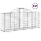 vidaXL Arched Gabion Baskets 15 pcs 200x50x80/100 cm Galvanised Iron