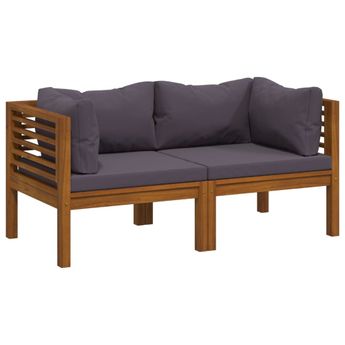 vidaXL 2-Seater Garden Sofa with Cushion Solid Acacia Wood