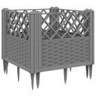 vidaXL Garden Planter with Pegs Light Gray 17.1"x17.1"x17.1" PP