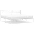 vidaXL Metal Bed Frame without Mattress with Headboard White 183x213cm