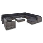 vidaXL 12 Piece Patio Lounge Set with Cushions Poly Rattan Gray