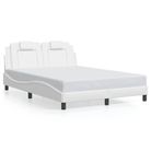 vidaXL Bed Frame "Viana" without Mattress White 53.9"x74.8" Faux Leather