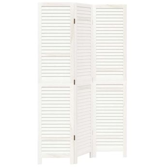 vidaXL Room Divider 3 Panels White Solid Wood Paulownia