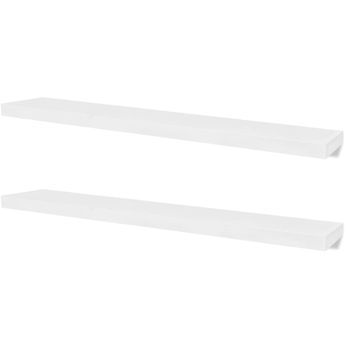 vidaXL 2 White MDF Floating Wall Display Shelves Book/DVD Storage
