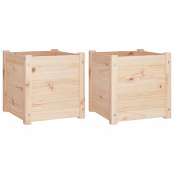 vidaXL Garden Planters 2 pcs 15.7"x15.7"x15.7" Solid Wood Pine
