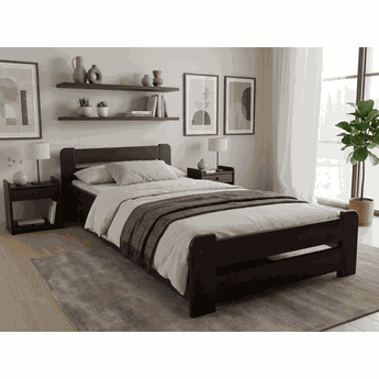 Postel Laura 90 x 200 cm, ořech Rošt: S lamelovým roštem, Matrace: Matrace Deluxe 10 cm